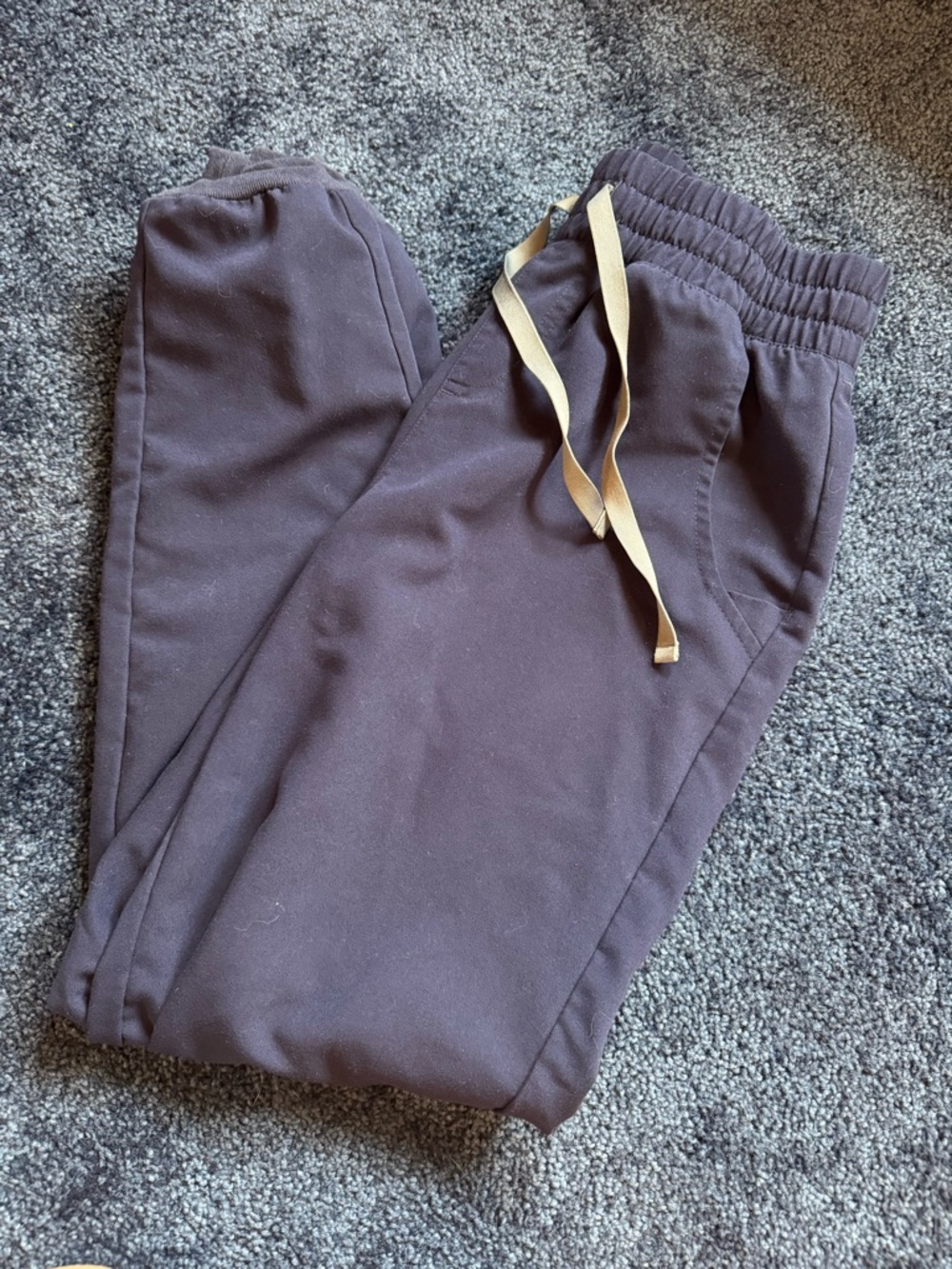 Figs Navy Jogger Pants with Tan Drawstring